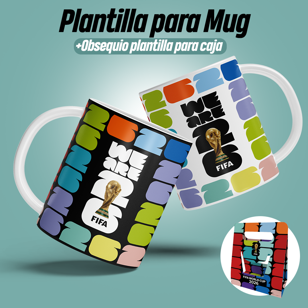 Plantilla para mug del mundial para sublimar tazas