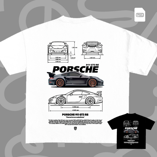 Porsche 911 GT3 Rs gray t-shirt design