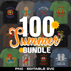 100 designs SUMMER, bundle editable. SVG, PNG