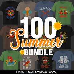 100 designs SUMMER, bundle editable. SVG, PNG