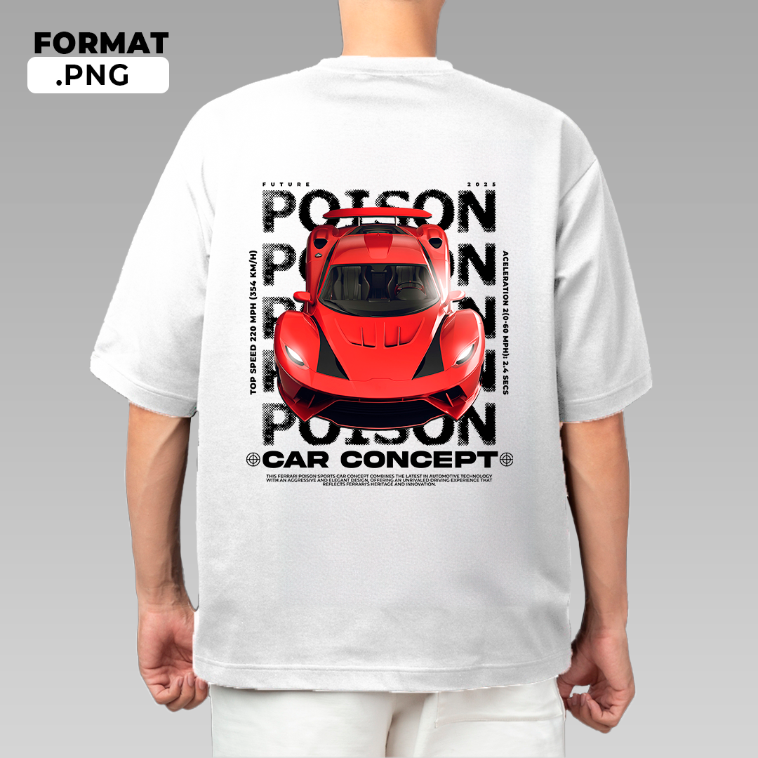 Sportscar-inspired T-shirt illustration – digital