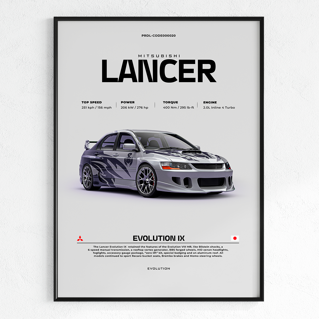 Mitsubishi Lancer Evo IX poster for printing