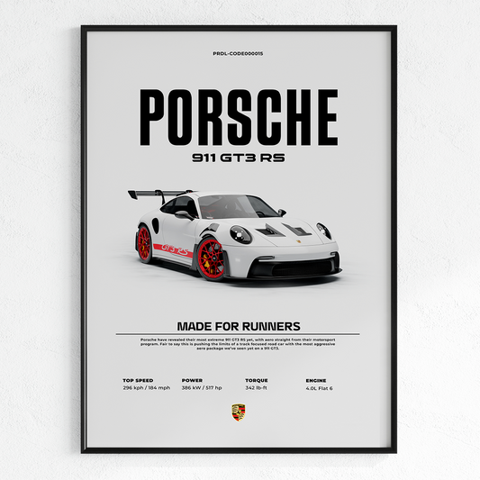 Porsche 911 GT3 RS poster for printing