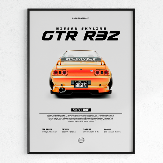 Nissan Skyline R32 poster for printing