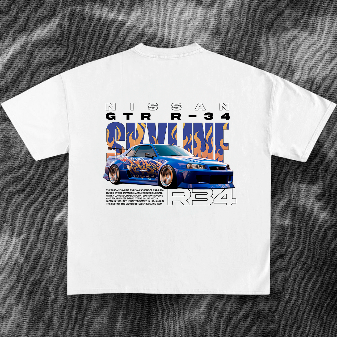 Nissan Skyline R34 Blue - t-shirt design