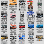 20 CAR / MOTORCYCLES TEMPLATES DTF FOR T-SHIRTS