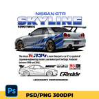 Plantilla Nissan Skyline GTR R34 - t-shirt design