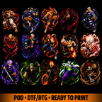 Anime fighters Premium quality halftone DTF t-shirt design