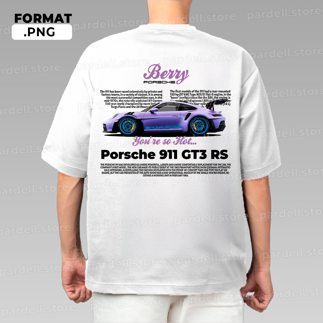 Template Porsche Berry 911 GT3 RS t-shirt design