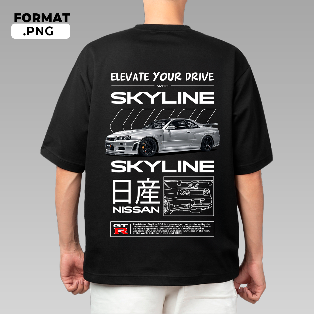Nissan Skyline R34 - T-shirt design