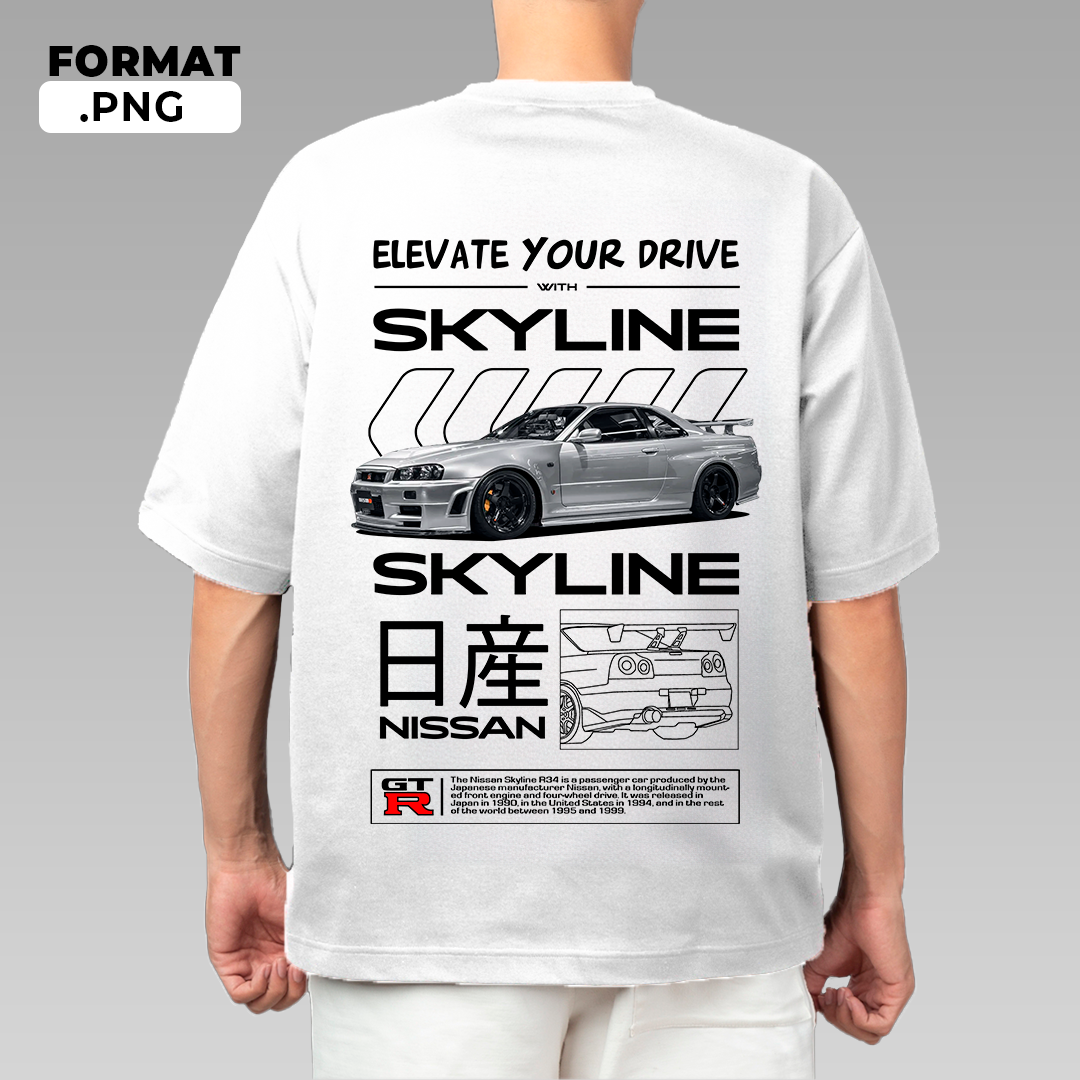 Nissan Skyline R34 - T-shirt design