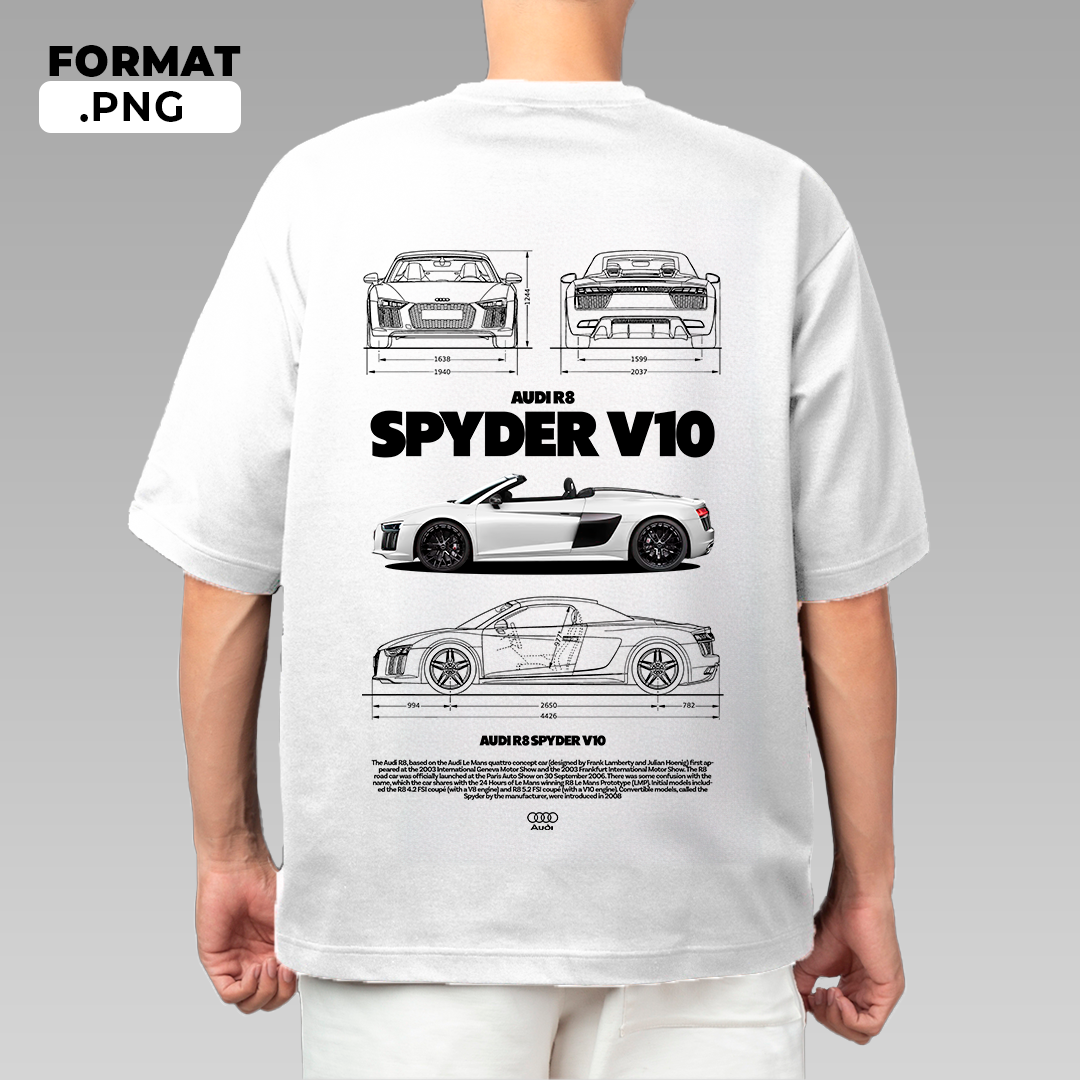 Car design for t-shirt, graphic, audi spyder vector for print