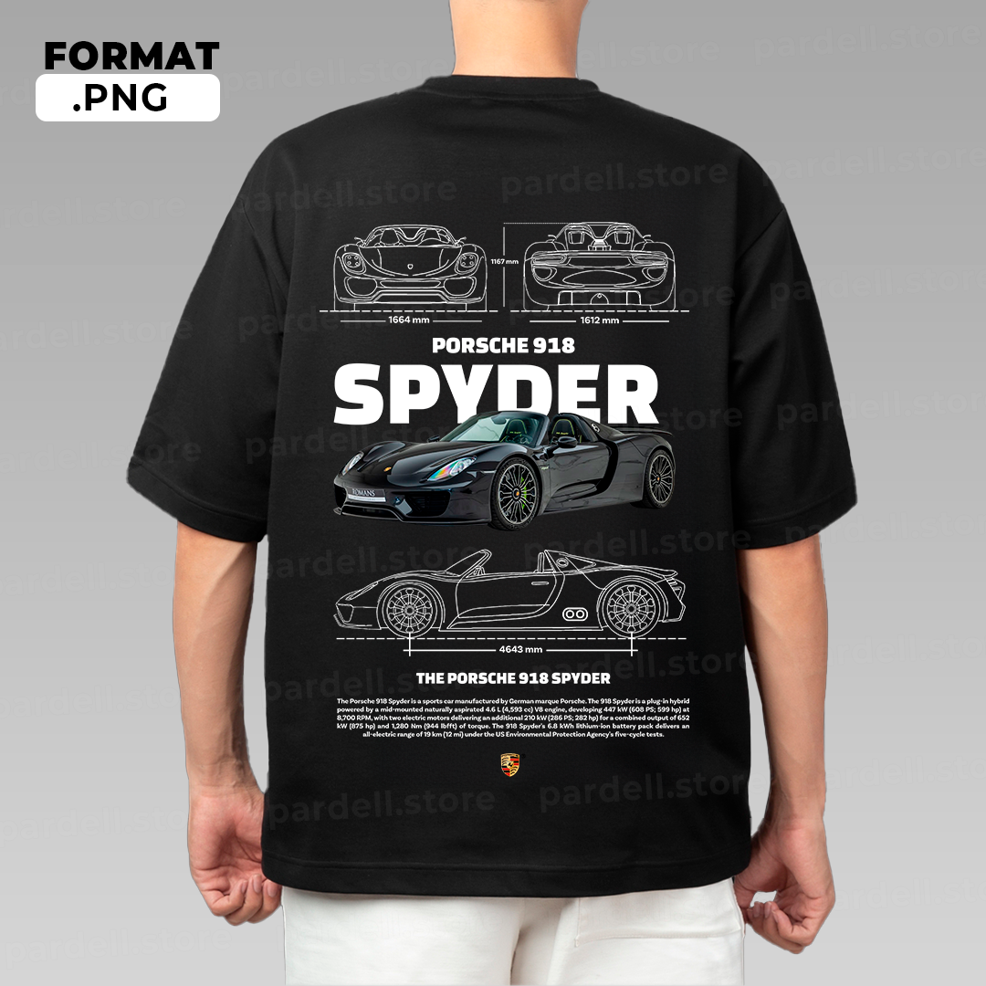 Porsche 918 Spyder black t-shirt design